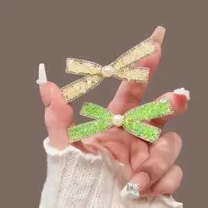 Women's Bowknot Hair Clip Alloy Artificial Pearl Rhinestone Side Clip Sweet Daily Hair Accessories Fashion Styling Hair Ornaments