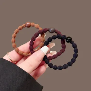 Minimalist beaded hair ties for women, elastic thick ponytail holders, durable daily hair rope.