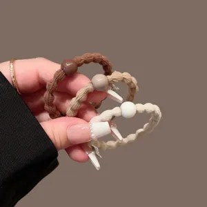 Minimalist pearl hair ties for women ponytail elastic hair ropes durable and gentle hair bands