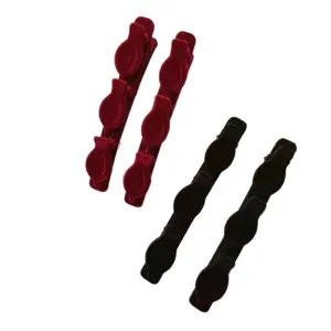 Velvet braided hair clips set, multi-layer duckbill clips for bangs and styling, 4pcs.