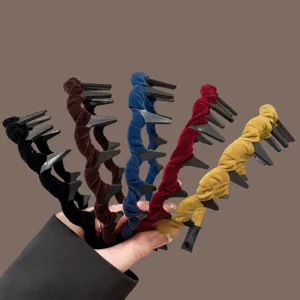 Style Coréen Bande de Cheveux en Velours Femmes Serre-Tête Dentelé Antidérapant Quotidien Lavage Visage Cercle de Cheveux Accessoires