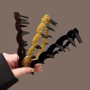 Serre-tête en velours coréen avec dents multicolore antidérapant accessoire cheveux