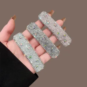 Korean style super shiny crystal square hair clip side clip for women daily hair styling