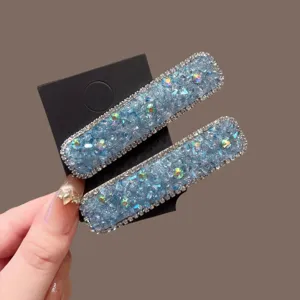 Korean style ultra-shiny crystal square hair clip sweet side clip fashion bangs hairpin for women