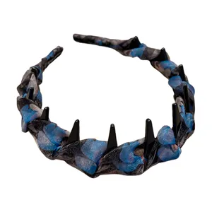 Blue black wavy non-slip hair hoop high crown headband for women daily hair styling