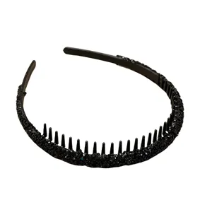 Black non-slip teeth headband for women face washing hair hoop stylish hair accessory