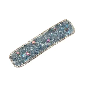 Korean style crystal rhinestone square hair clip shiny blue sparkly hair pin for women accessories