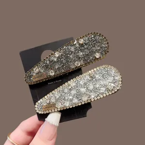 French style crystal rhinestone hair clips for women, elegant side hairpins for styling.