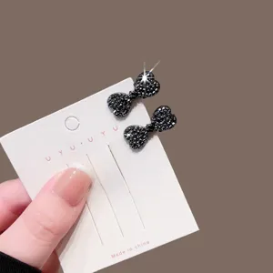 Mini black rhinestone bow hair clip side clip sparkling crystal hair accessories for women
