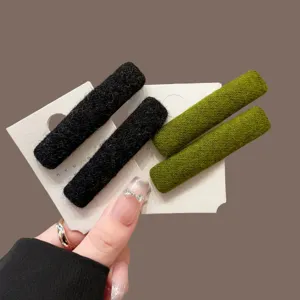 Einfarbige Stoff rechteckige BB Clips minimalistische Haarnadeln süße Seitenclips für Damen Haar
