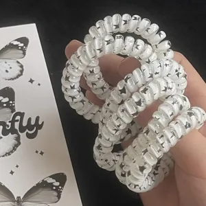 Elastici per capelli a spirale trasparente con stampa stella nera per eleganti acconciature