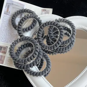 Minimalistische Mat Zwarte Telefoondraad Haarelastiek Voor Dames Elastische Spiraal Haarband Eenvoudige Dagelijkse Paardenstaart Houder