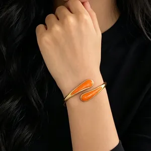 Fashion Alloy Drop Oil Open Bangle Bracelet Sweet Geometric Cuff Jewelry For Women