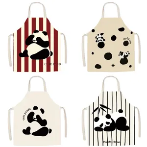 Cute panda kitchen apron for adults waterproof cooking baking apron cartoon cute bib overalls