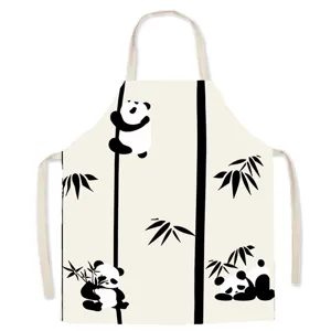 Cute panda cartoon kitchen apron for adults, waterproof and oil-proof cook clothing.