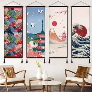 Tapisserie en Tissu Ukiyo-e Japonais Suspension Murale Impression d'Art Traditionnelle Décoration Murale pour Restaurant Bureau
