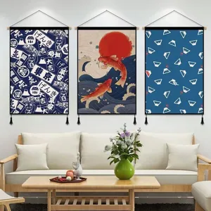Peintures suspendues en tissu de style japonais tapisseries ukiyo-e décoration murale.