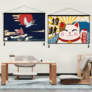 Tapisserie murale en tissu style ukiyo-e japonais decoration murale pour bureau salon
