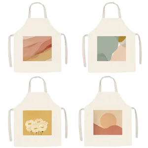 Nordic Style Cartoon Printed Kitchen Apron For Women Men Kids Cooking Cleaning Bib Overalls Adult Child Apron