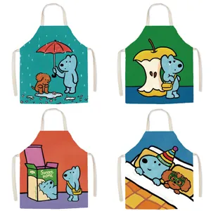 Cute Cartoon Dog Sleeveless Apron Polyester Modern Minimalist Kitchen Cooking Anti Fouling Smock For Women And Kids