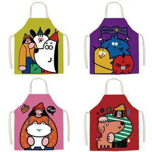 Creative Funny Cartoon Dog Printed Sleeveless Apron Household Kitchen Cooking Painting Anti-Fouling Smock