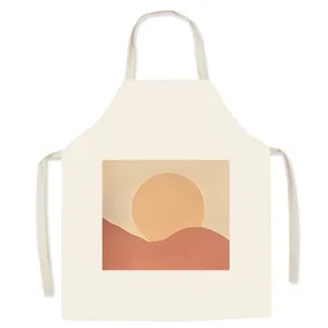 Nordic abstract art cotton linen kitchen apron for cooking, baking and art painting use.