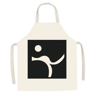 Minimalist Nordic style art illustration cotton linen kitchen apron for cooking and painting.