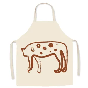 Dettaglio grembiule in tessuto stampato animale minimalista nordico, design d'arte marrone, cucina.