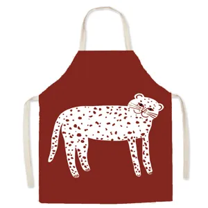 Grembiule da cucina in tessuto stile nordico con stampa animale, design senza maniche.