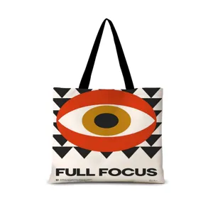 Sac cabas en toile avec impression d'œil géométrique et texte pour un usage quotidien