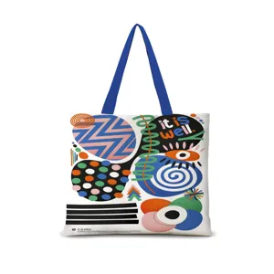 Sac Cabas Toile Géométrique Dopamine Grande Capacité Sac à Main Épaule Femme Étudiante