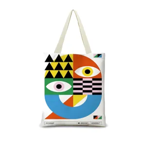 Sac cabas en toile art abstrait géométrique dopamine, grand sac bandoulière pour femme.