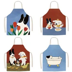Abstract Dog Pattern Cute Apron Polyester Sleeveless Apron For Home Kitchen Cooking Baking Cleaning Adult And Kids