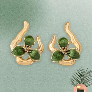Geometric Irregular Drip Oil Flower Symmetric Stud Earrings Sweet Fresh Casual Dating Versatile Women Fashion Jewelry