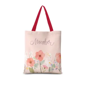 Sac cabas en toile à fleurs aquarelle pour étudiants, sac à main casual pour navetteurs.