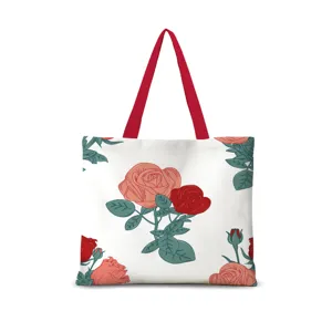 Süße Rosen Blumen Leinwand Tasche stilvolle lässige Schulter Einkaufstasche für Frauen