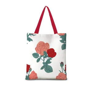 Vintage Rosen Druck Segeltuch Tragetasche, vielseitige Umhaengetasche Einkaufstasche.