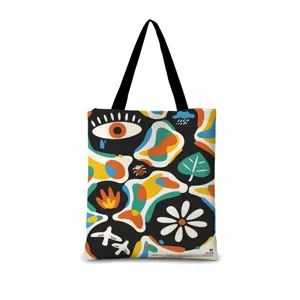 Sac cabas en toile à motif d'art abstrait coloré pour femme, grand sac fourre-tout chic.