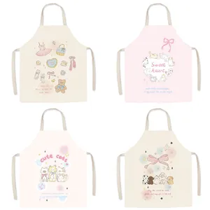 Cute Creamy Ballet Style Cartoon Apron Women Kids Home Kitchen Cooking Anti-Fouling Sleeveless Apron Chef Bib