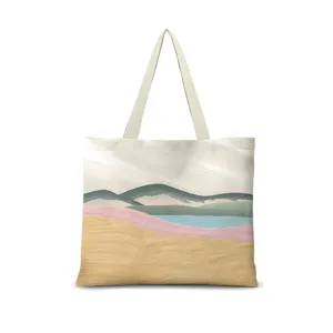 Sac cabas en toile décontracté avec imprimé artistique, sac bandoulière pratique et élégant.