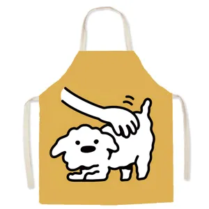 Niedliches Cartoon-Hunde-Muster Detail auf der Küchenschürze, ideal zum Kochen und Backen.