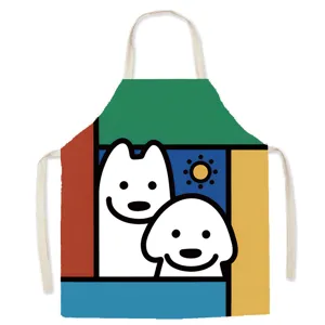 Niedliche Cartoon Hund Baumwolle Leinen Schürze Küche Kochen Erwachsener Lätzchen