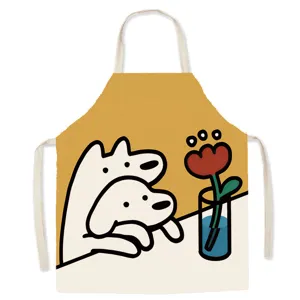 Nordischer Cartoon süßer Hund Druck Baumwolle Leinen Küche Schürze zum Kochen Latz