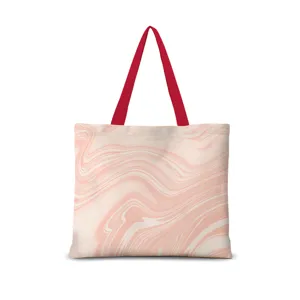 Sac cabas en toile marbre rose sac bandoulière esthétique sac shopping quotidien loisir