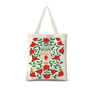 Sac cabas en toile décontracté esthétique imprimé floral sac à main vintage épaule shopping bag