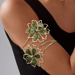 Fashion Personality Irregular Hollow Flower Iron Bracelet Women Chic Versatile Arm Cuff Open Bangle Jewelry