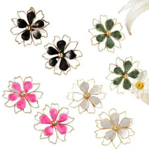 Colorful sweet double-layered hollow flower ear studs, chic enamel floral jewelry for women.