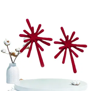 Exaggerated red sea urchin star alloy stud earrings for women, unique fireworks fashion jewelry.
