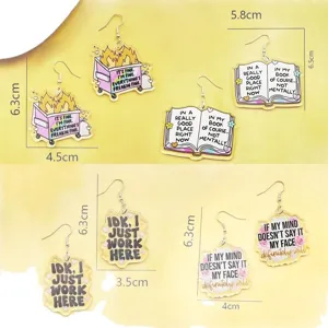 Funny quote acrylic earrings drop dangles for women fashion daily wear jewelry gifts