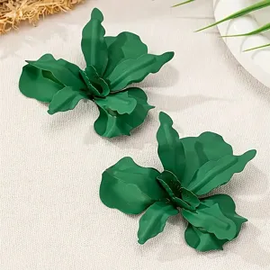 Boucles d'Oreilles Clous Fleurs Peintes Géométriques Surdimensionnées Mode Européenne et Américaine Streetwear Fête Printemps Été Bijoux